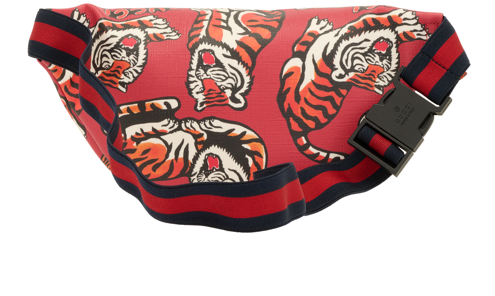 Tiger Print Waist Bag, &pound;280, Handbags, Red, Canvas, Back view